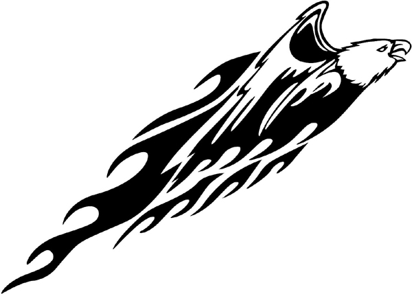 Flaming Eagle vinyl sticker. Would Be A Great Mascot. Personalize on line. animal-flames-0052b