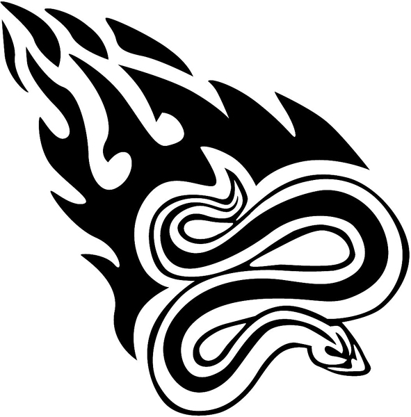 Flaming Snake vinyl decal. Personalize on line. animal-flames-0065b