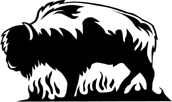 Buffalo in flames Mascot graphic sticker personalized on line. animal-flames-0071b