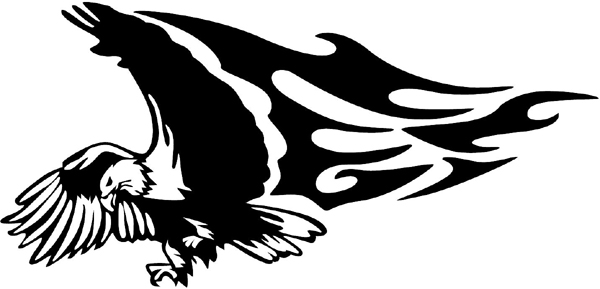 Flaming Eagle Mascot vinyl graphic sticker customized on line. animal-flames-0081b