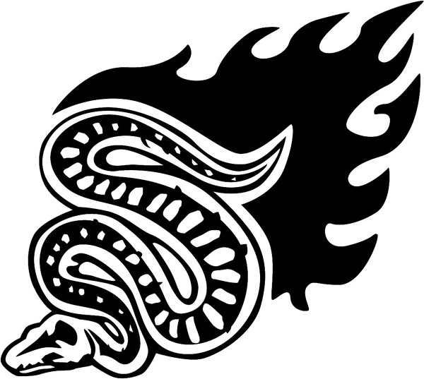 Snake Flames vinyl sticker. Customize on line. animal-flames-0086b