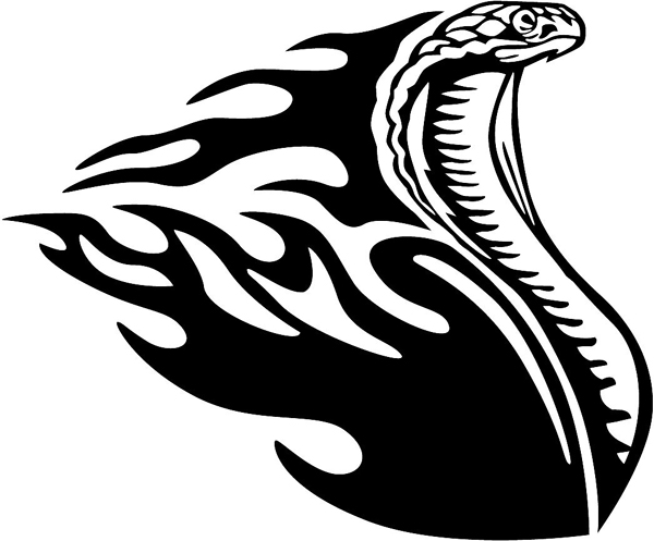 Flaming Cobra Mascot vinyl graphic decal customized on line. animal-flames-0088b