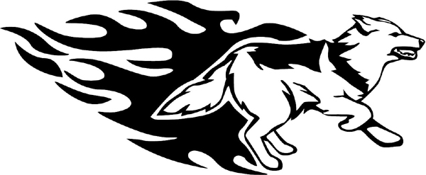 Flaming Wolf Mascot graphic decal customized on line. animal-flames-0090b