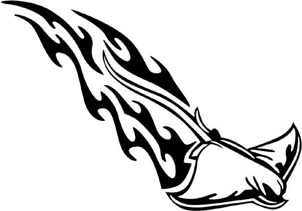 Flaming Stingray Mascot vinyl graphic decal. Customize on line. animal-flames-0093b