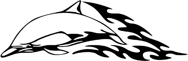 Flaming Dolphin Mascot vinyl graphic decal. Customize on line. animal-flames-0099b