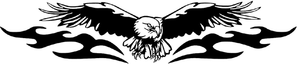 Eagle over flames vinyl graphic decal. Great Mascot! Personalize on line. animal-flames-0100b