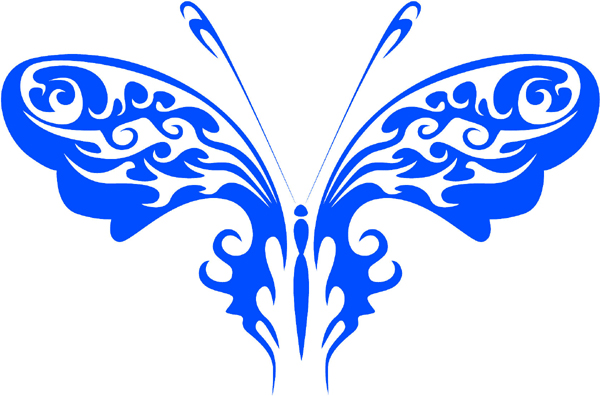 Scrolled Butterfly vinyl decal. Customize on line. butterflies-bflies_030