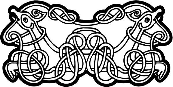 Intertwined animal-like Celtic symbol vinyl sticker. Customize on line. celtic-co_0001w
