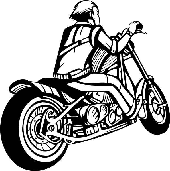 Thunder Cycle and rider from back vinyl decal. Personalize as you order. thunder-cycle-tc_022