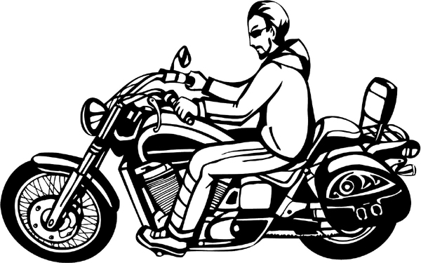 Thunder Cycle Rider with a beard vinyl sticker. Customize on line. thunder-cycle-tc_026