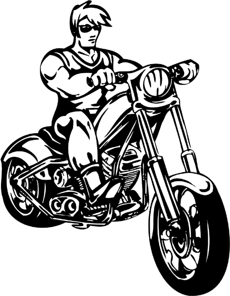Muscular Thunder-Cycle Rider graphic vinyl sticker you can customize on line. thunder-cycle-tc_041