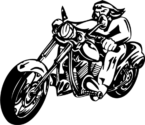 Thunder-Cycle and Rider with No Helmet vinyl decal. Customize on line. thunder-cycle-tc_053