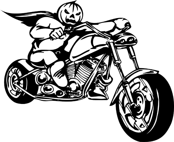 Thunder-Cycle with pumpkin head rider graphic decal customized as you order. thunder-cycle-tc_081