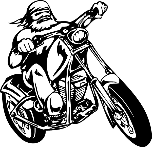Thunder Cycle and rider with bandana and beard vinyl decal. Customize on line. thunder-cycle-tc_085
