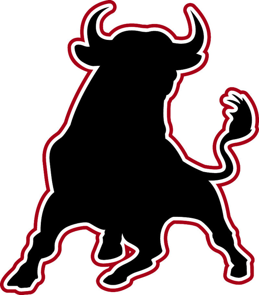 Bull mascot color vinyl sports sticker. Customize on line. Bull 2