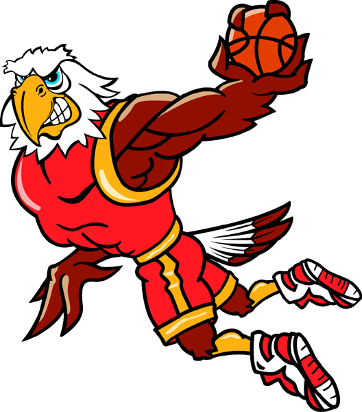Eagle basketball player team mascot full color vinyl sports decal. Customize on line. Eagle Basketball
