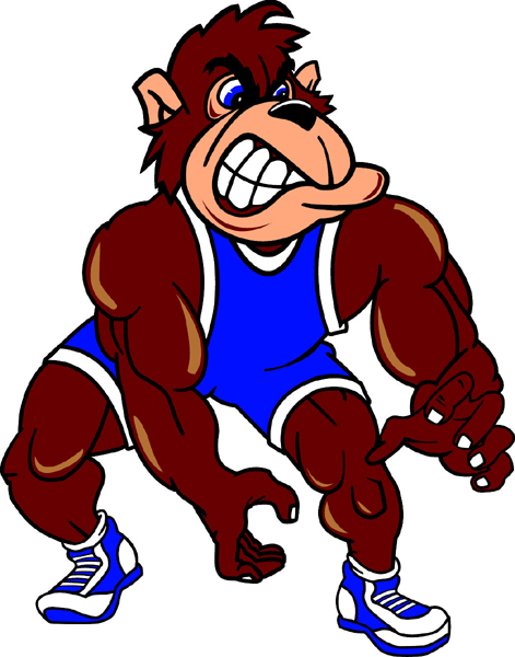 Gorilla wrestling team mascot color vinyl sports decal. Customize on line. Gorilla Wrestling