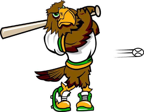 Hawk baseball player team mascot full color vinyl sports sticker. Customize on line. Hawk Baseball