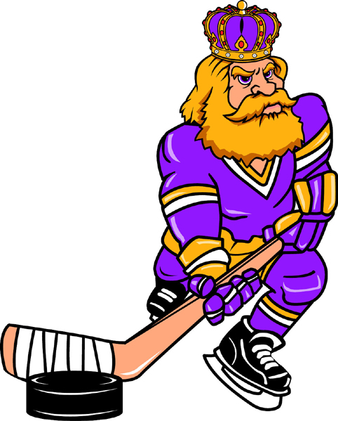 King hockey player team mascot color vinyl sports sticker. Make it your own! King Hockey