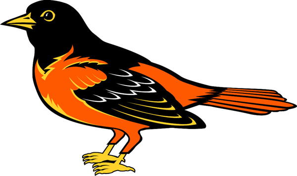 Oriole team mascot full color vinyl sports sticker. Customize on line. Oriole