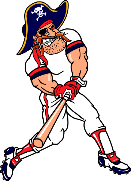 Pirate baseball player team mascot color vinyl sports sticker. Customize on line. Pirate Baseball