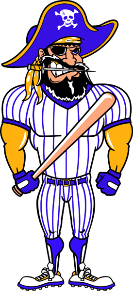 Pirate Baseball mascot sports decal. Make it personal!