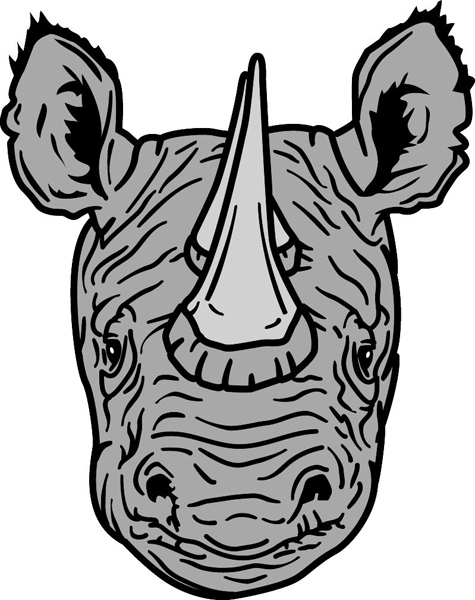 Rhino team mascot color vinyl sports decal. Customize on line. Rhino 2