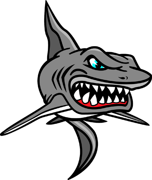Shark team mascot color vinyl sports sticker. Personalize on line. Shark2