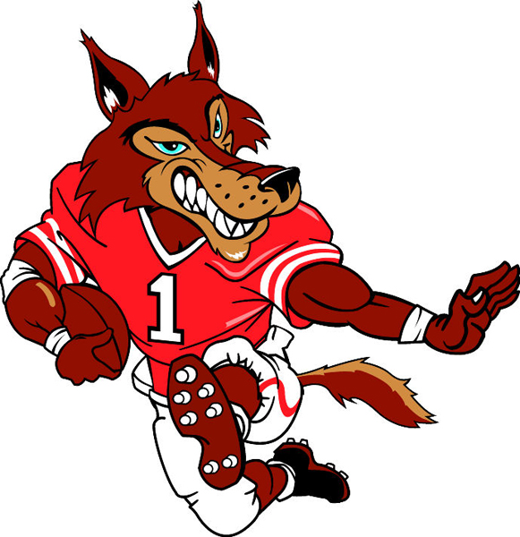 Wolf football player team mascot color vinyl sports sticker. Customize on line. Wolf Football
