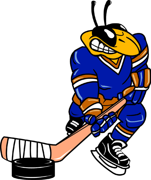 Yellow Jacket hockey player team mascot color vinyl sports sticker. Make it yours! Y jacket Hockey