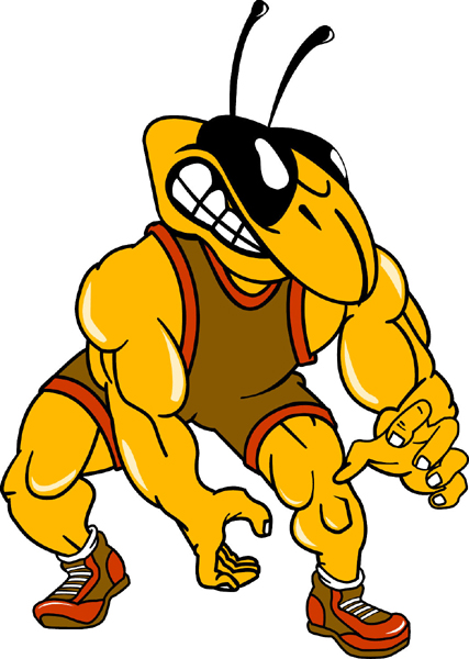 Yellow Jacket wrestling team mascot color vinyl sports decal. Make it personal! Yellow Jacket Wrestling