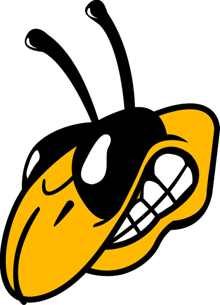 Yellow Jacket's head team mascot color vinyl sports sticker. Customize on line. Yellow Jacket head