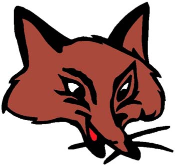 Fox mascot sports action decal. Personalize on line. 2c15 fox head decal