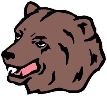 Bear measot color sports decal. Personalize on line. 2d16 bear head mascot decal