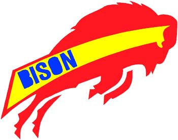 Bison mascot color sports decal. Personalize on line. 2d6 buffalo