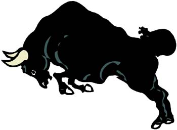 Raging Bull mascot color sports decal. Personalize as you order. 2d8 bull raging decal