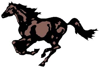 Running horse mascot color sports decal. Personalize on line. 2e5 horse running