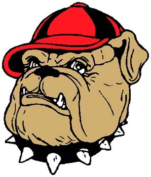Bulldog wearing cap mascot color sports sticker. Personalize on line. 2f12 bulldog mascot with hat on