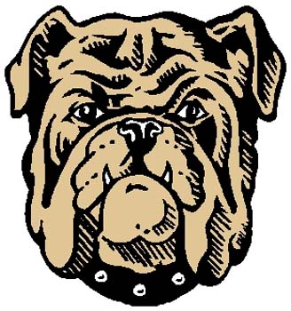 Bulldog mascot action color sports decal. Personalize on line. 2f2 bull dog graphic