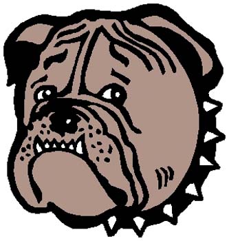 Bulldog mascot action sports decal. Personalize on line. 2f3 bull dog head decal