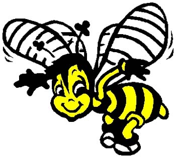 Mascot Bee action sports decal. Personalize on line. 2g1 hornet bee mascot decal
