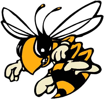 Fighting Hornet mascot sports decal. Personalize on line. 2g17 fighting hornet vinyl decal