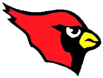 Cardinal mascot sports sticker. Customize on line. 2h2 cardinal vinyl decal