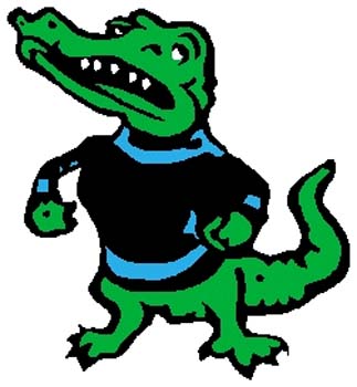 Gator mascot sports decal. Personalize on line. 2h7 gator vinyl decal
