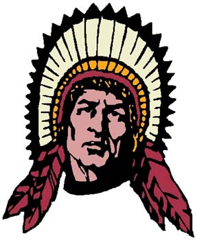 Indian Chief mascot full color sports sticker. Personalize on line. 2k20 Indian head