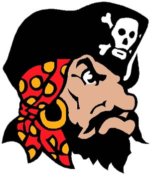 Pirate mascot sports decal. Personalize on line. 2k4 pirate vinyl decal