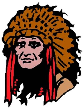 Indian Chief mascot sports action sticker. Personalize on line. 2k8 indian head decal