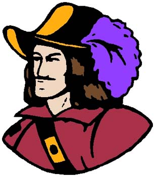 Musketeer mascot sports decal. Personalize on line. 2l13 musketeer vinyl decal