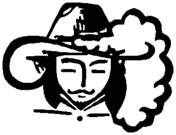 Muskateer mascot sports vinyl decal. Personalize as you order. 2l14 musketeer vinyl decal