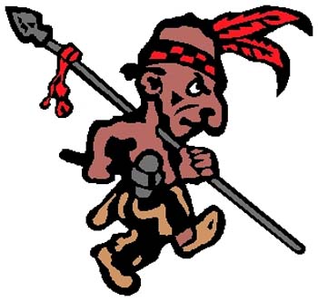 Indian warrior mascot full color sports decal. Personalize on line. 2l2 Indian warrior